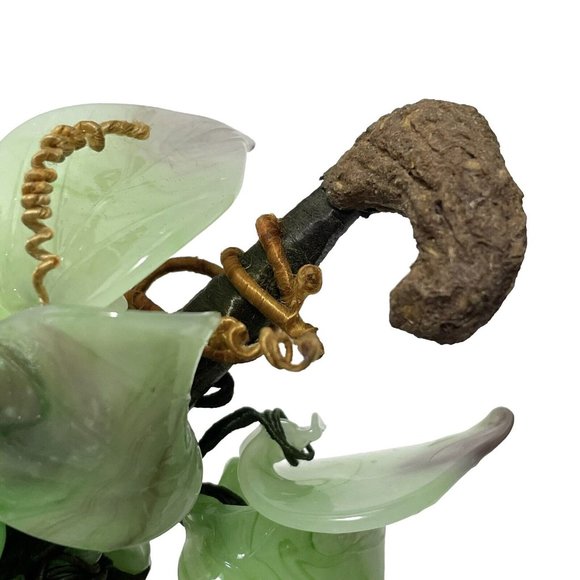 Vintage 1950s Peking Art Glass Chinese Jade Grape Cluster with Leaves Green Rare - Picture 6 of 9